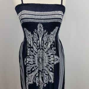 NWT Shoreline Navy and white OS maxi dress